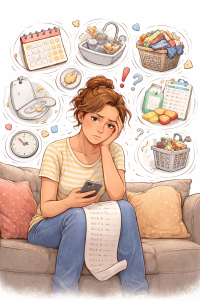 Woman overwhelmed with her to do list