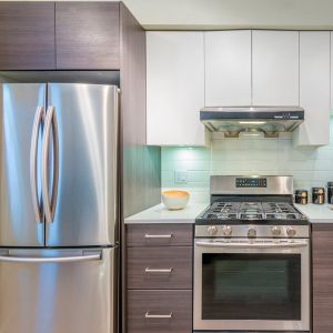 stainless steel refrigerator and oven